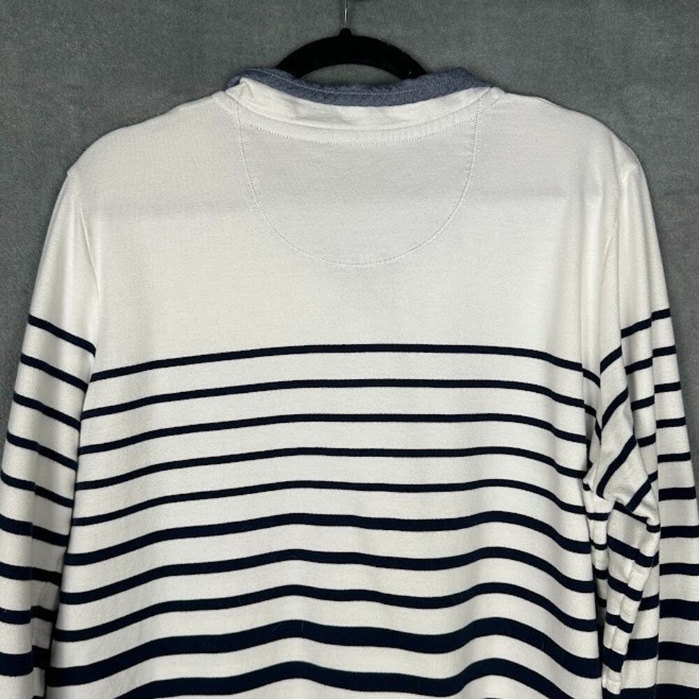 LL Bean Sweater Womens Extra Large White Navy Striped Rugby Soft Cotton Preppy - Picture 4 of 12